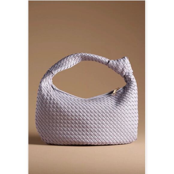 Melie Bianco Brigitte Large Satchel Recycled Vegan Woven Knot Bag Anthropologie! - Picture 1 of 6
